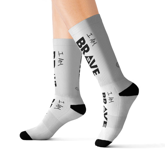 I AM BRAVE Socks - White